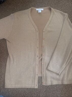 Moda Shimmery Beige Knit Cardigan